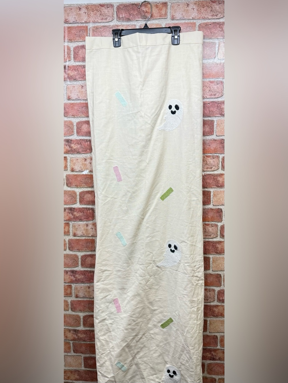 Cupcakes and Cashmere Beige Halloween Ghost Embroidered shower curtain